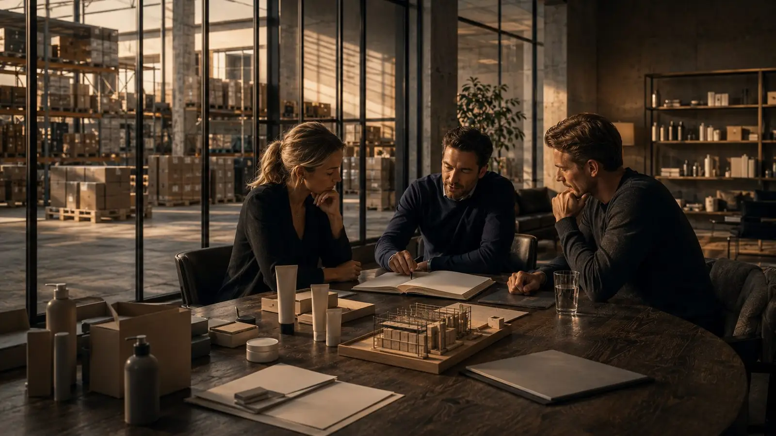 A brand team meets the Bridge team over an open file