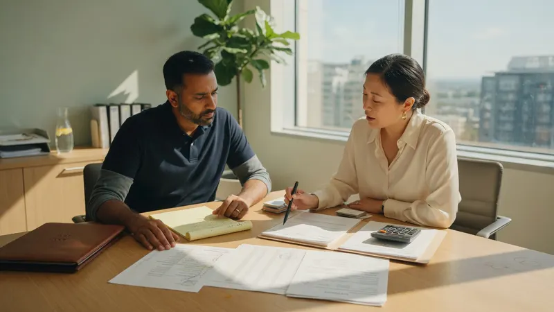 Business owner and financing advisor meeting across a table