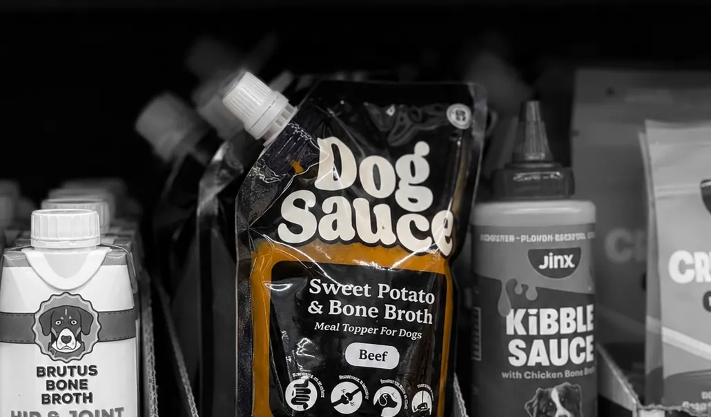DogSauce products on a Walmart shelf
